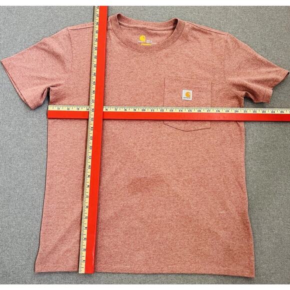 Carhartt T-Shirt Mens Med Pink Short Sleeve Cotton Blend Logo Grunge - Picture 2 of 5